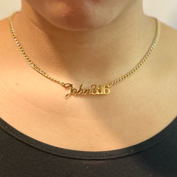 Christian Jewelry John 3:16 Gold Necklace - Picture 4 of 5